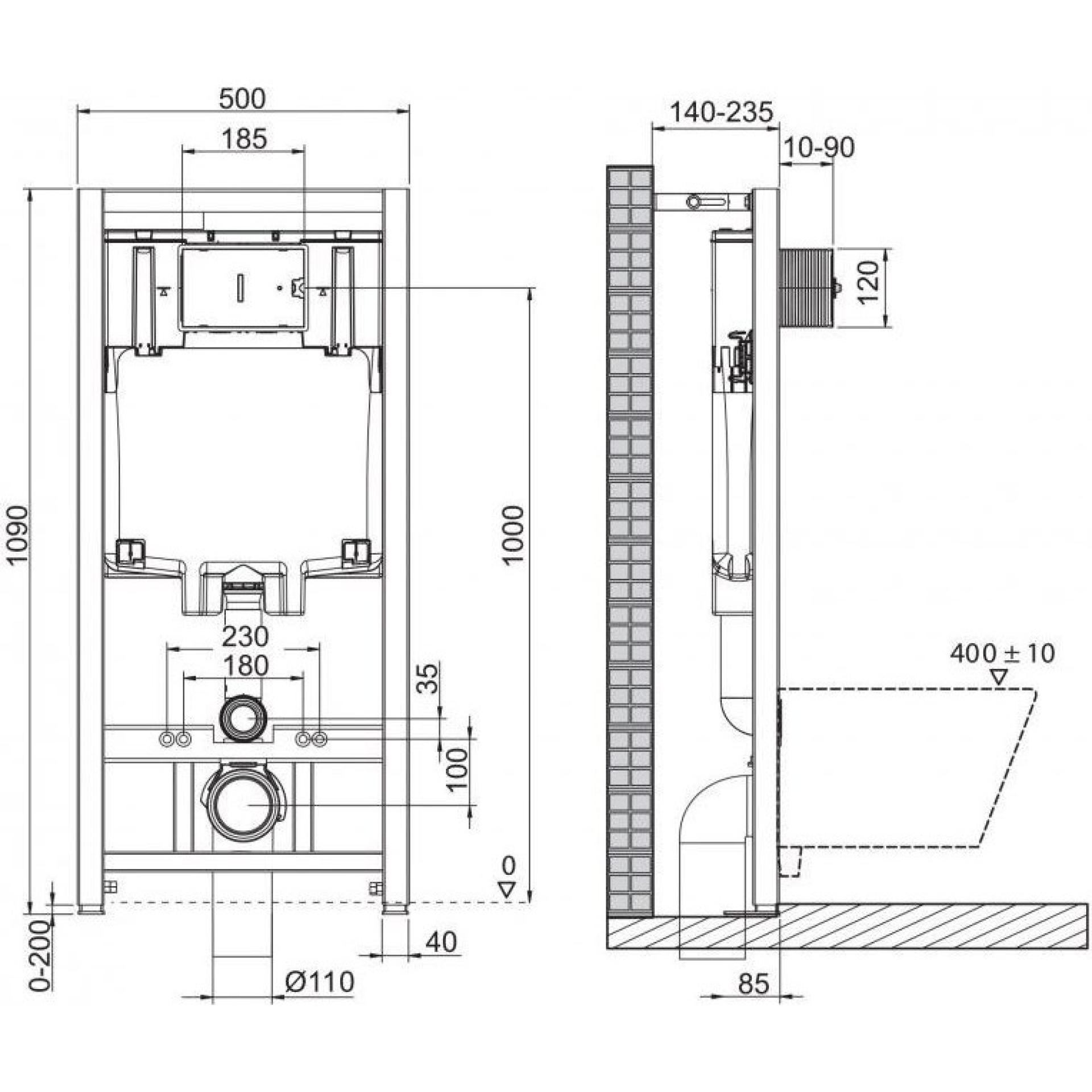 Комплект унитаза с инсталляцией Cezares Stylus-Tor CZR-6601-TH-TOR/CZR2316SC/BB002-80/BB005-PR-CHROME с сиденьем микролифт и клавишей смыва хром