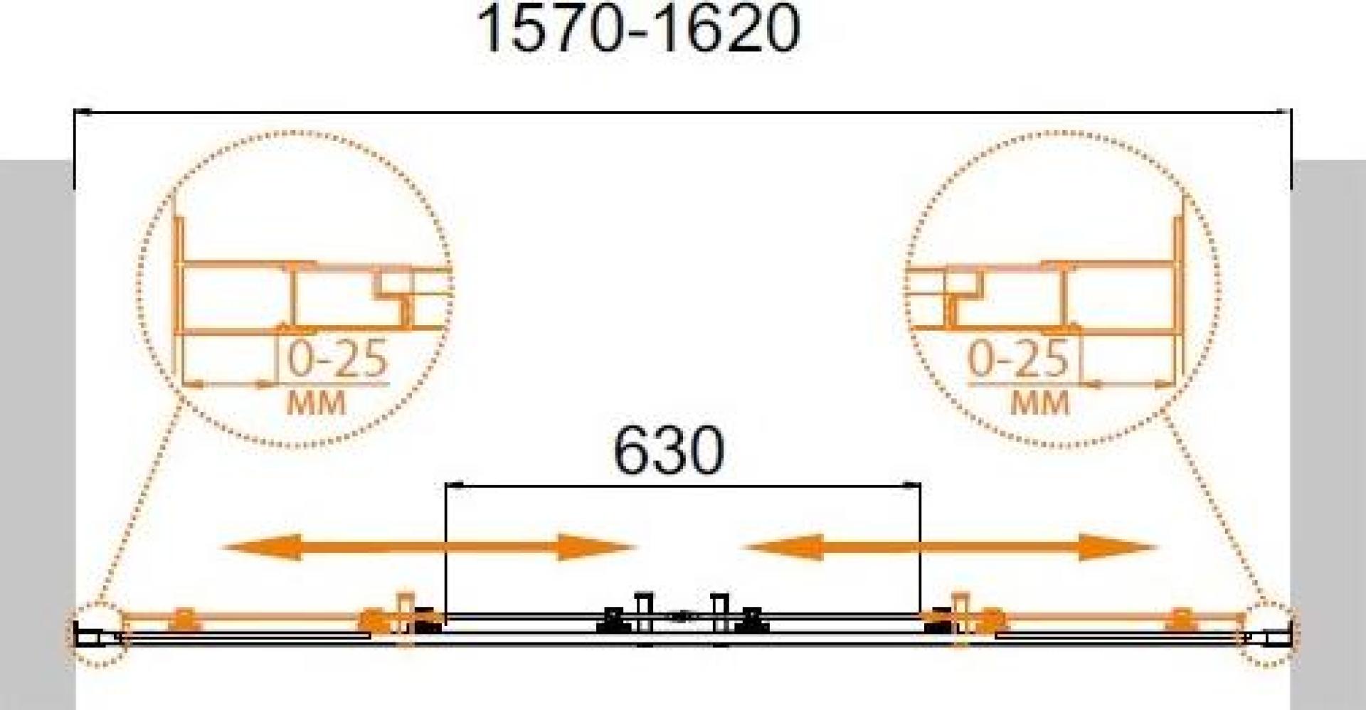 Душевая дверь в нишу Cezares Molveno-BF-2-160-C-Cr-IV