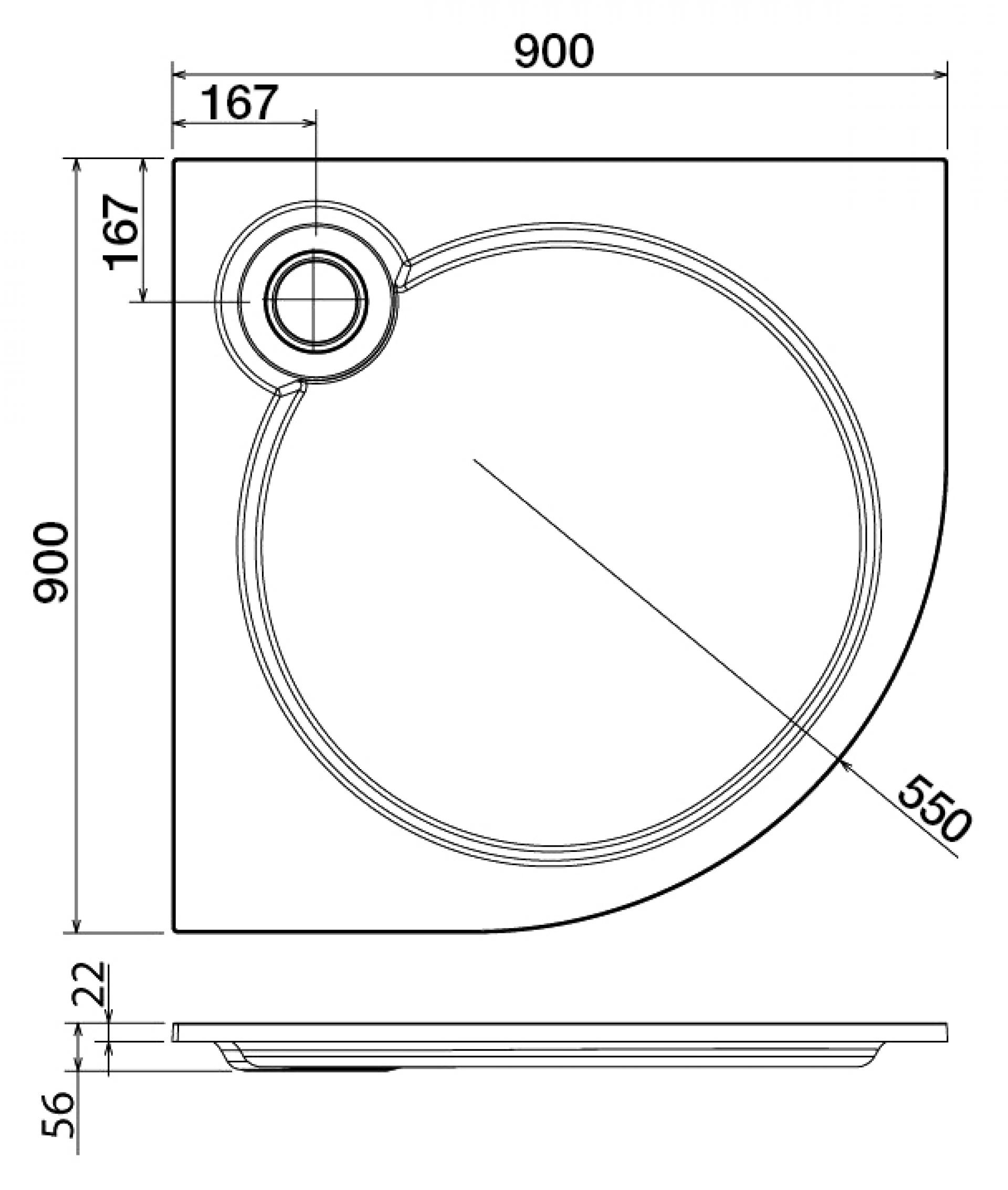 Поддон для душа Cezares Tray R 90-550 радиальный