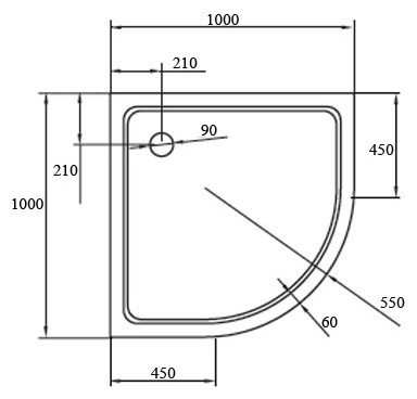 Поддон для душа Cezares Tray R550 радиальный 100 акриловый