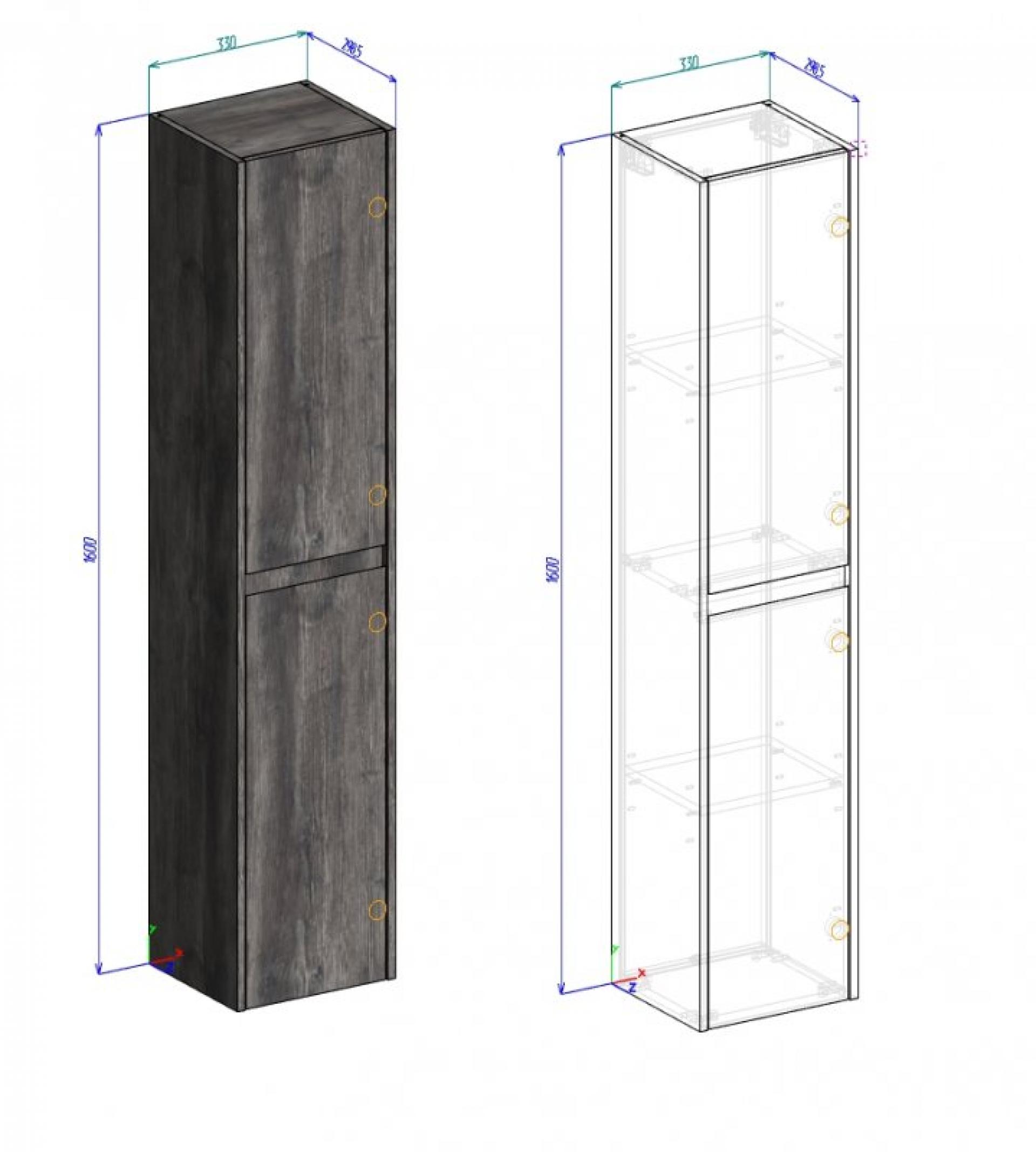 Шкаф-пенал BelBagno KRAFT-1600-2A-SC-RNN-R rovere nebrasca nature