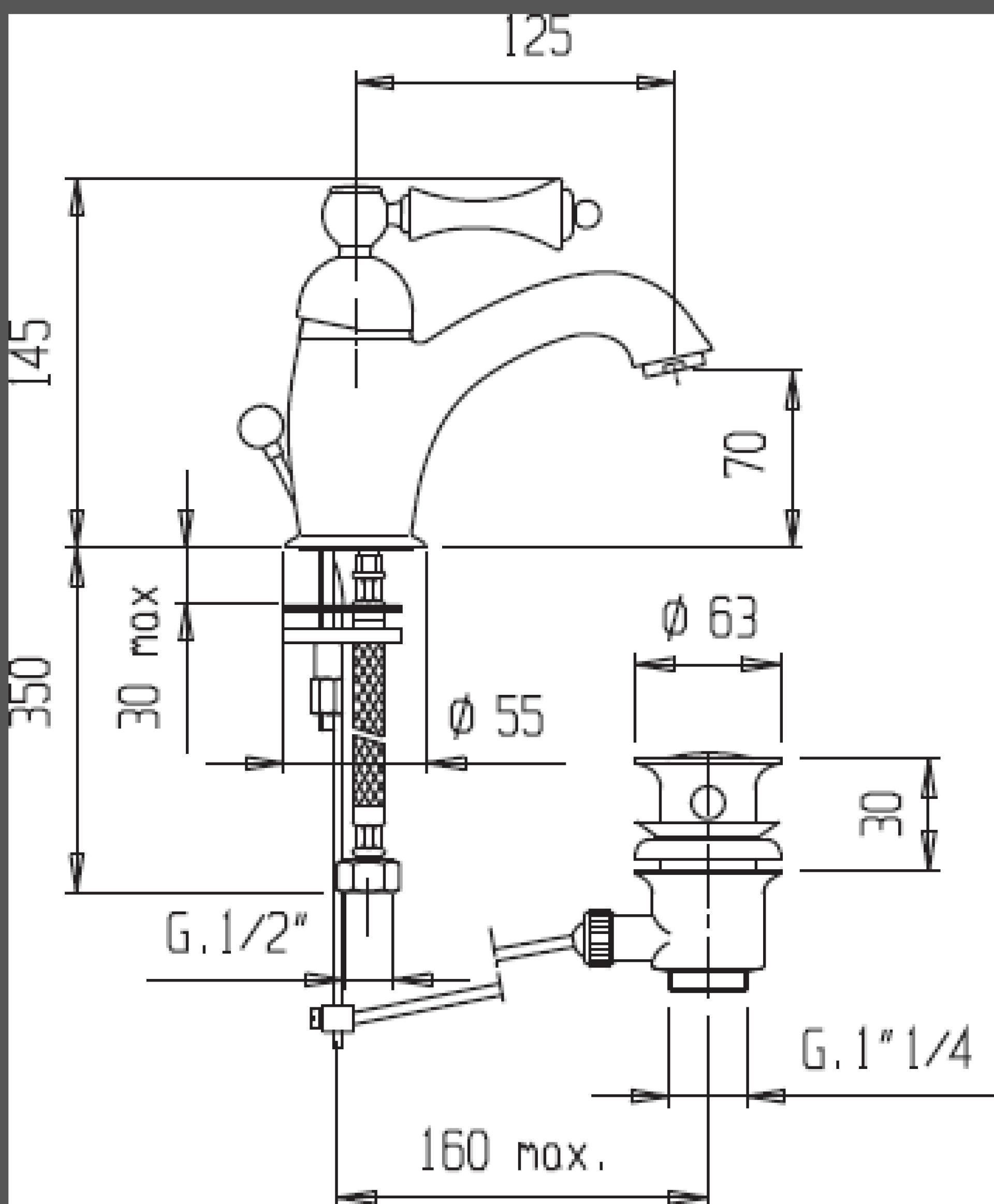 Смеситель для раковины Cezares MARGOT-LSM1-02-Bi/A, бронза