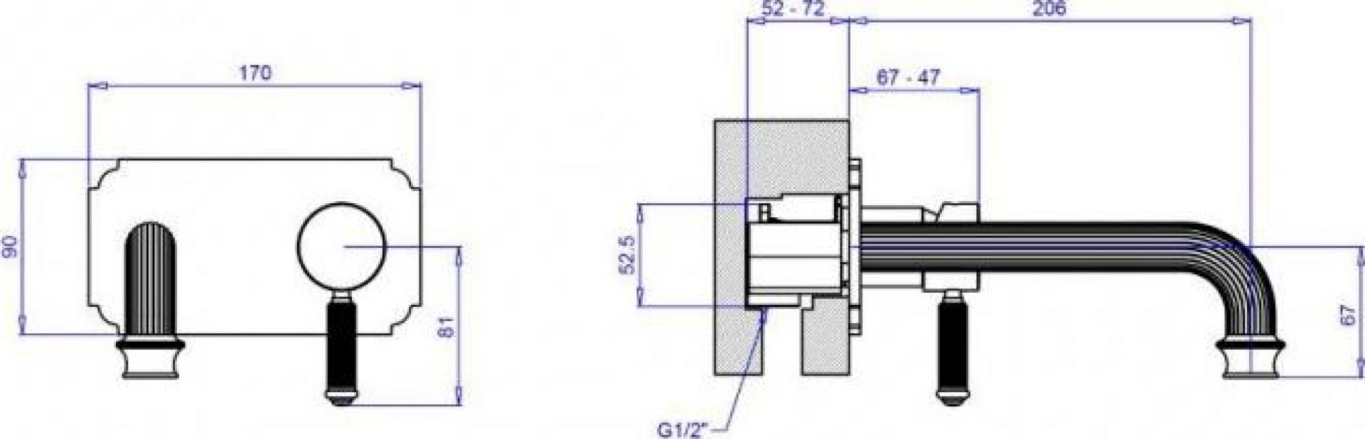 Смеситель Cezares Olimp BLSM2 03/24 L С ВНУТРЕННЕЙ ЧАСТЬЮ для раковины