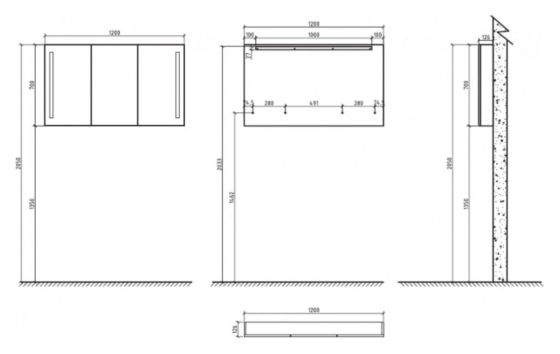 Зеркало-шкаф BelBagno SPC-3A-DL-BL-1200