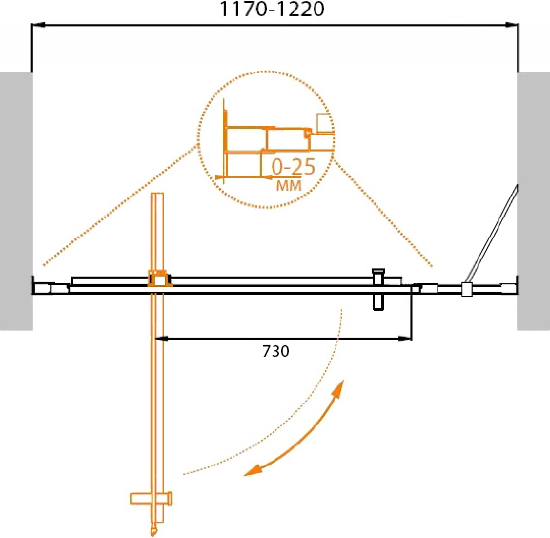 Душевая дверь в нишу Cezares MOLVENO-BA-11-100+20-C-Cr-IV стекло прозрачное