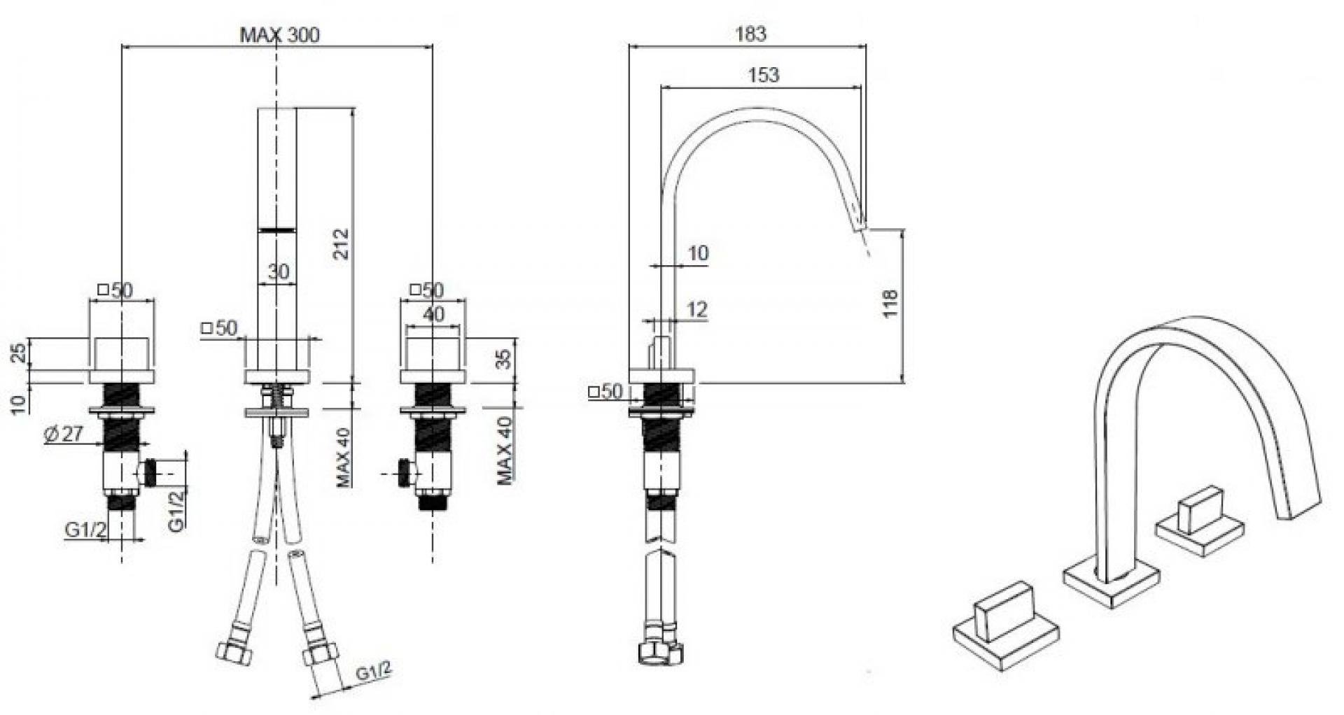 Смеситель для раковины Cezares UNIKA-BLS2-NOP-W0, черный