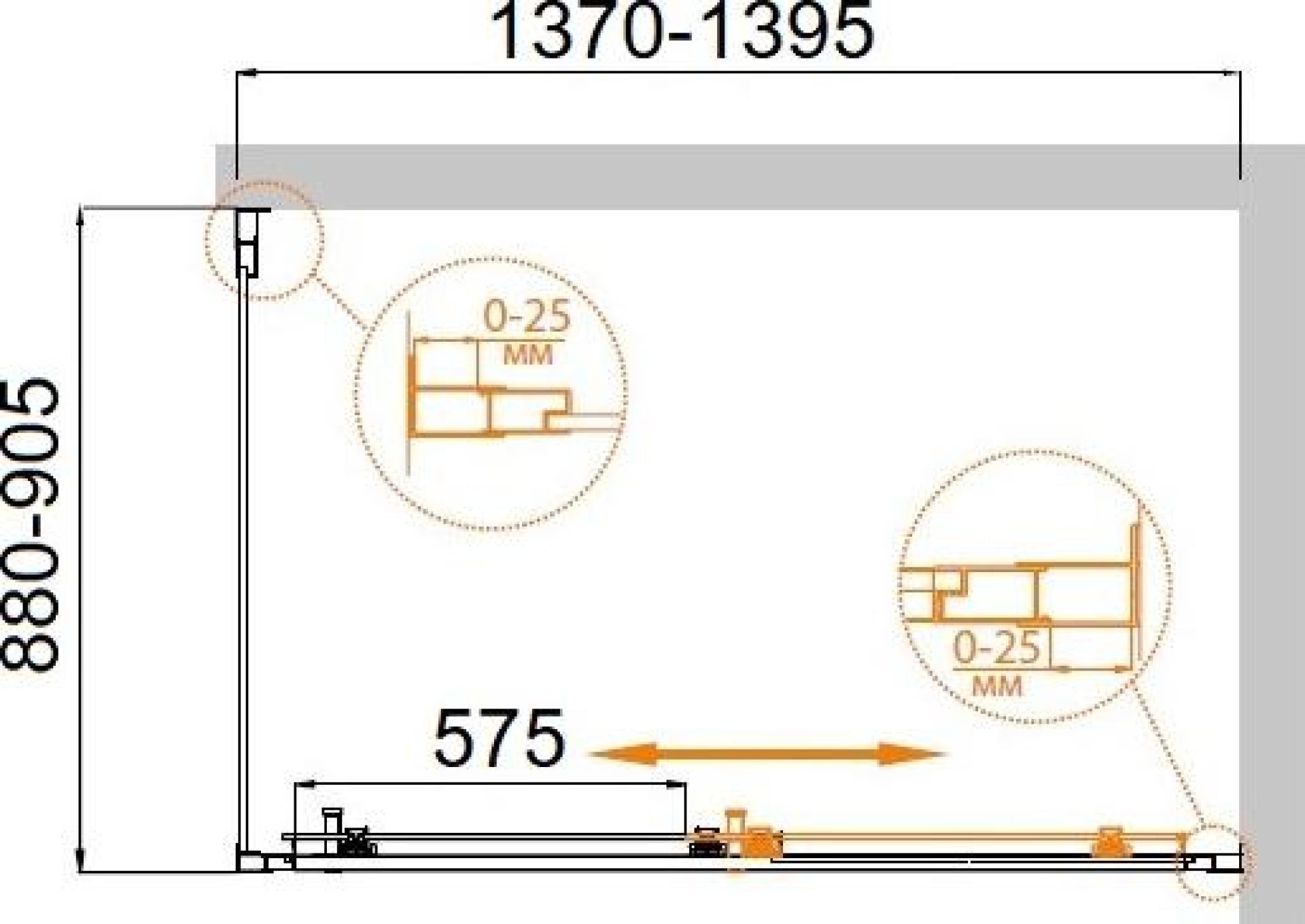 Душевой уголок Cezares MOLVENO-AH-11-140/90-C-Cr-IV стекло прозрачное