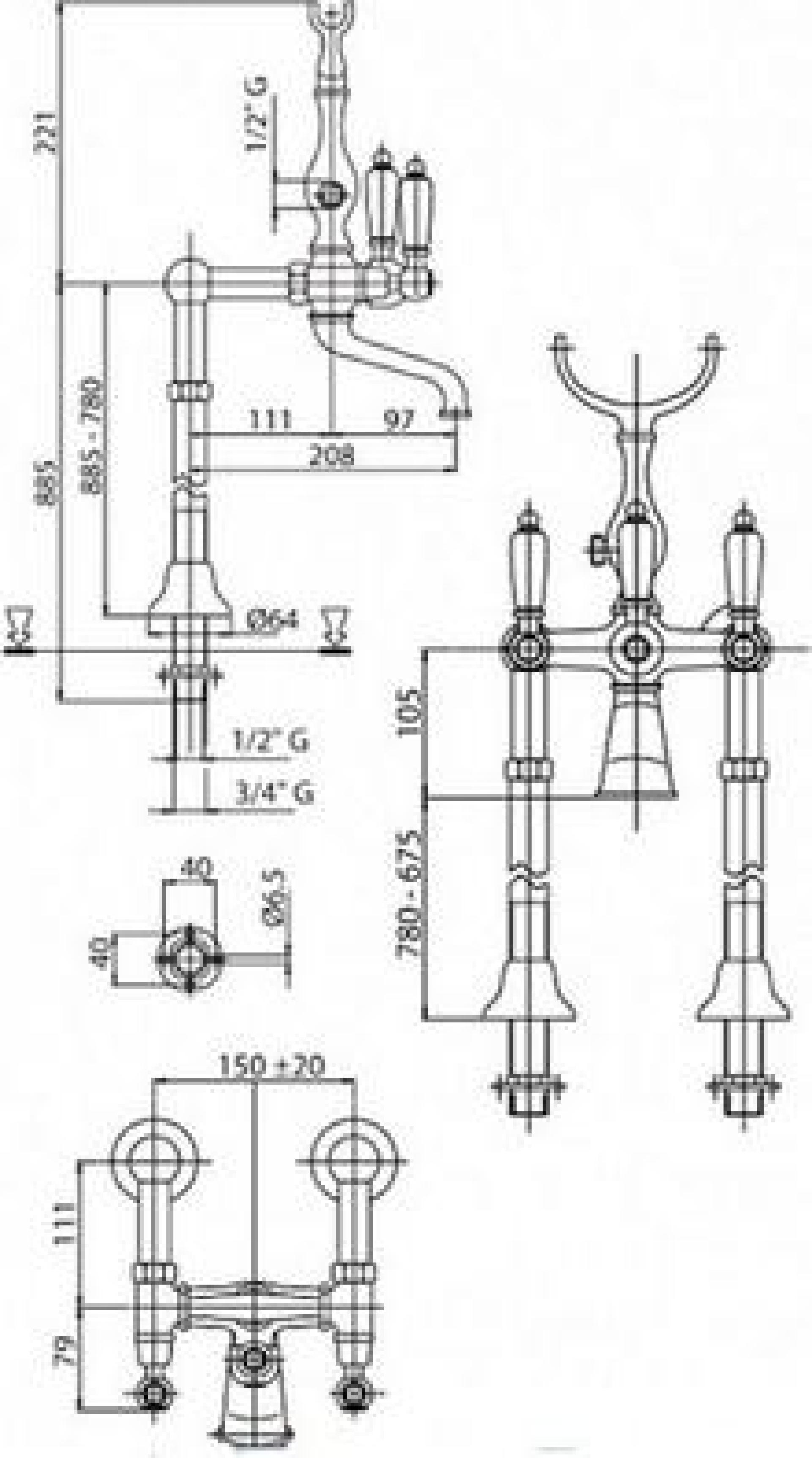 Смеситель для ванны и душа Cezares DIAMOND-VDP-01-Sw-N, хром