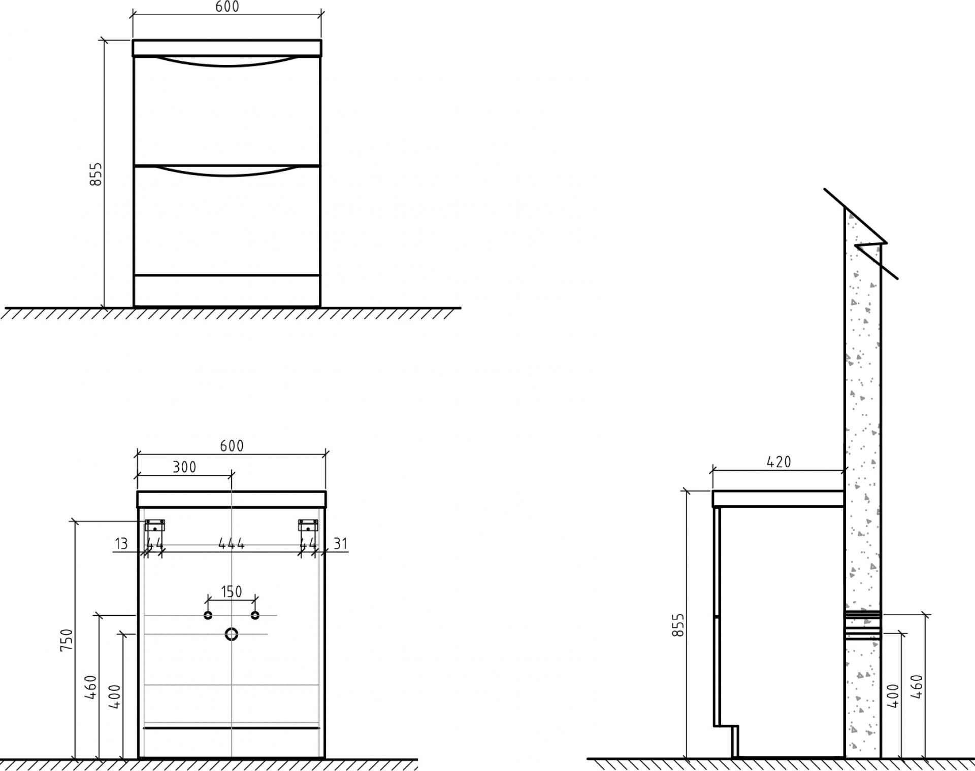 Тумба для комплекта BelBagno Ancona-N 60 bianco lucido напольная