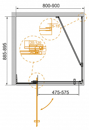 Душевой уголок Cezares SLIDER-AH-1-80/90-90-C-Cr