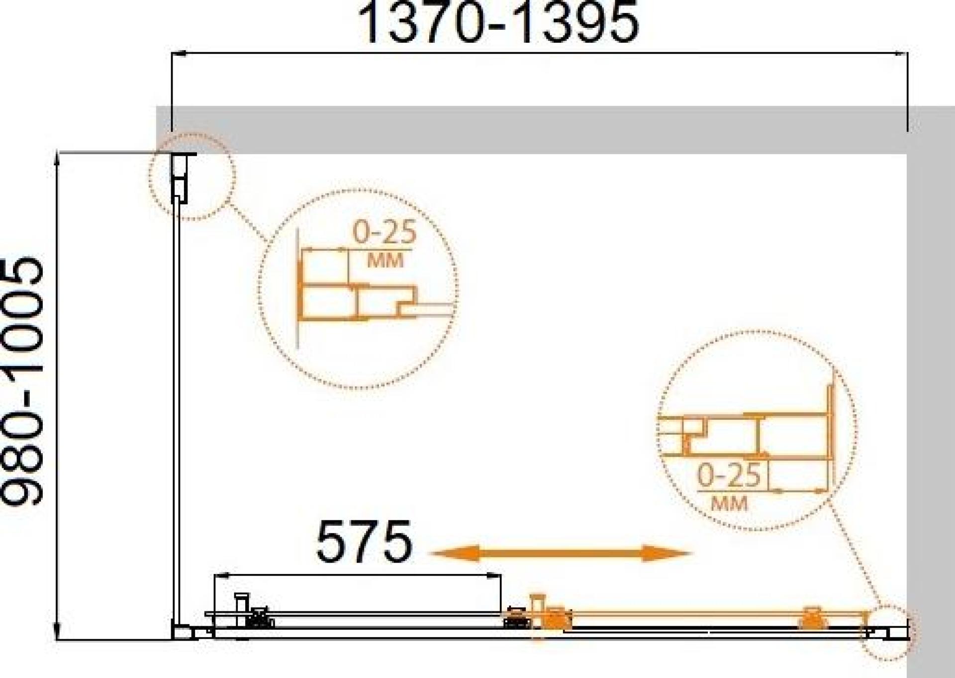 Душевой уголок Cezares MOLVENO-AH-11-140/100-C-Cr-IV стекло прозрачное