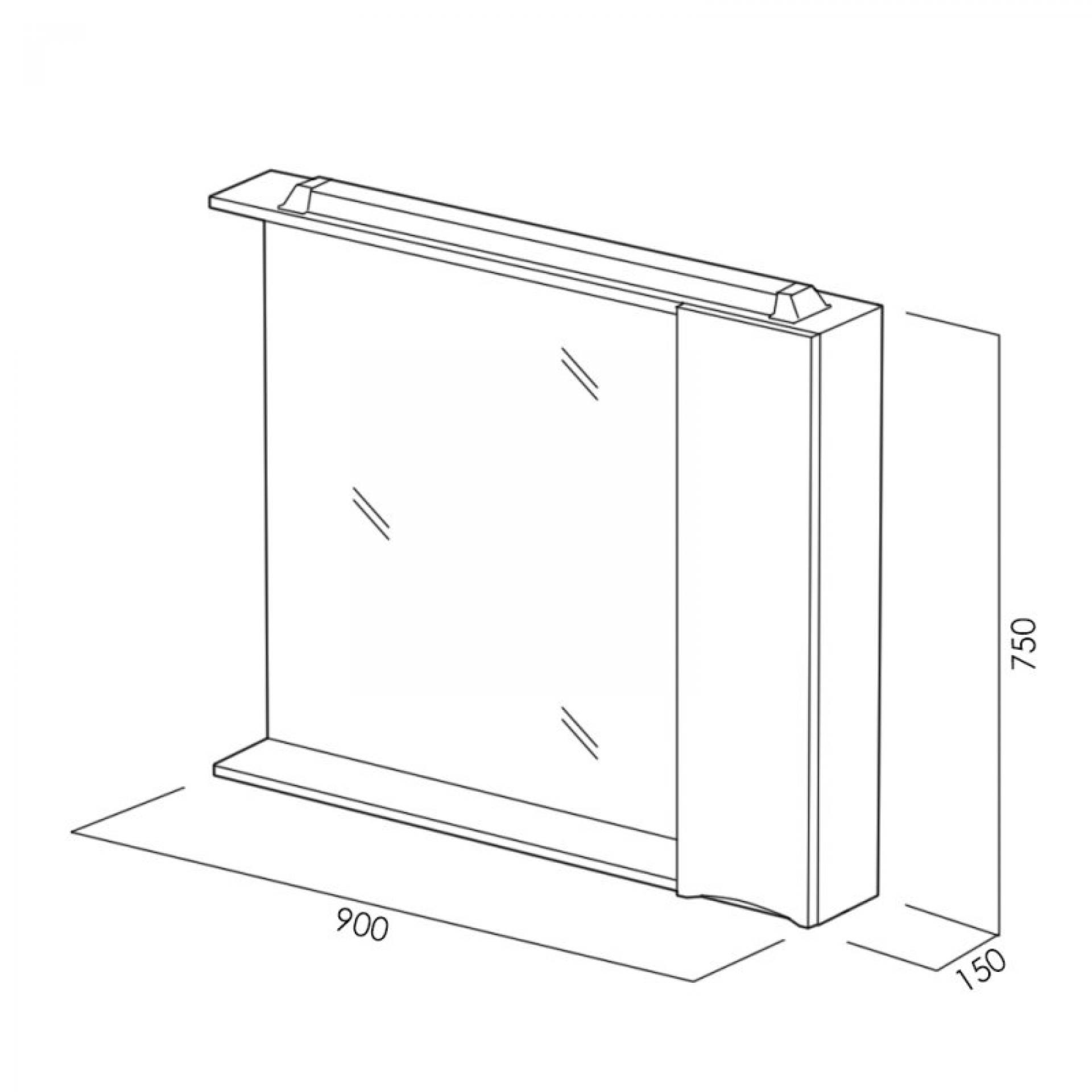 Зеркало-шкаф 90 см BelBagno MARINO-SPC-900/750-1A-BL-P-R