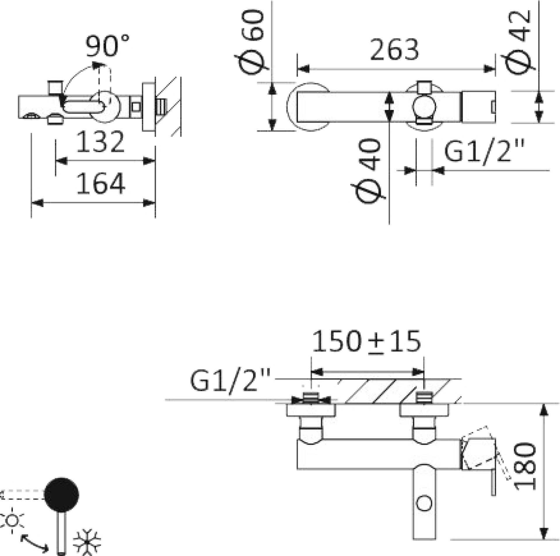 Смеситель для ванны с душем Cezares LEAF-VD-01, хром