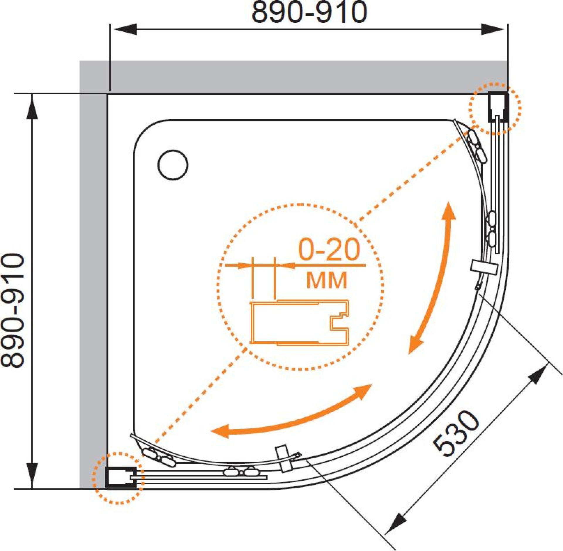 Душевой уголок Cezares Porta R2 90 C Cr IV