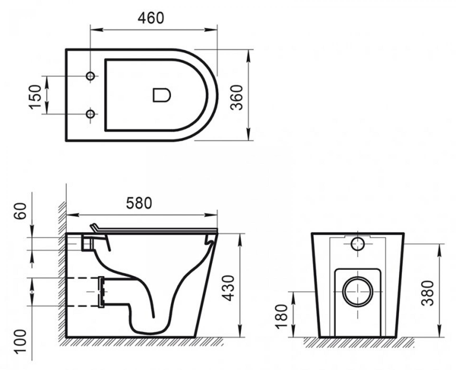 Унитаз приставной BelBagno Flay-R BB1003CBR