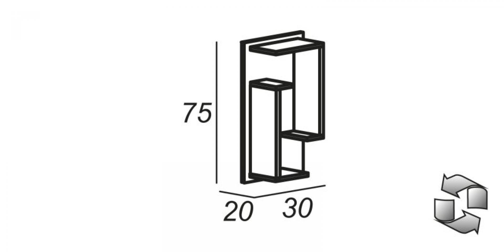 Настенная полка 30 см Cezares Space 55050 bianco rock