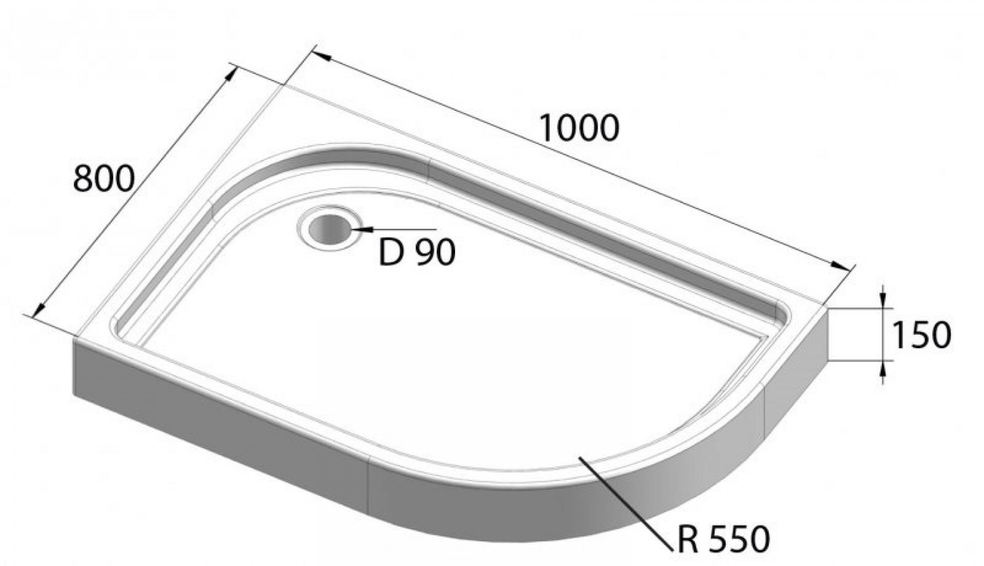 Поддон для душа BelBagno TRAY-BB-RH-100/80-550-15-W-L