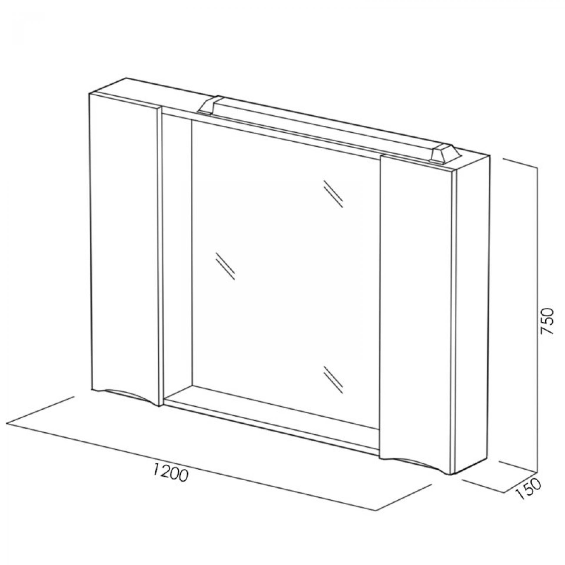 Зеркало-шкаф 120 см BelBagno MARINO-SPC-1200/750-2A-BL-P