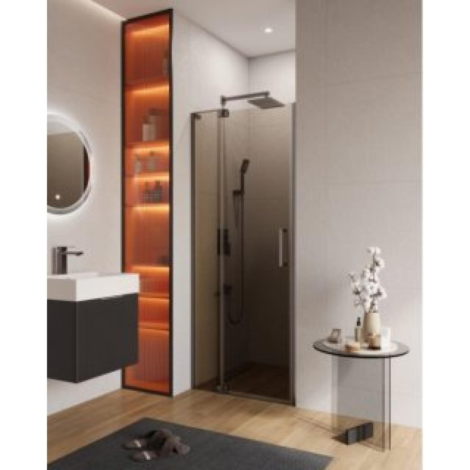 Дверь душевая Cezares Slider 70 SLIDER-B-1-70/80-BR-GM профиль оружейная сталь, стекло тонированное