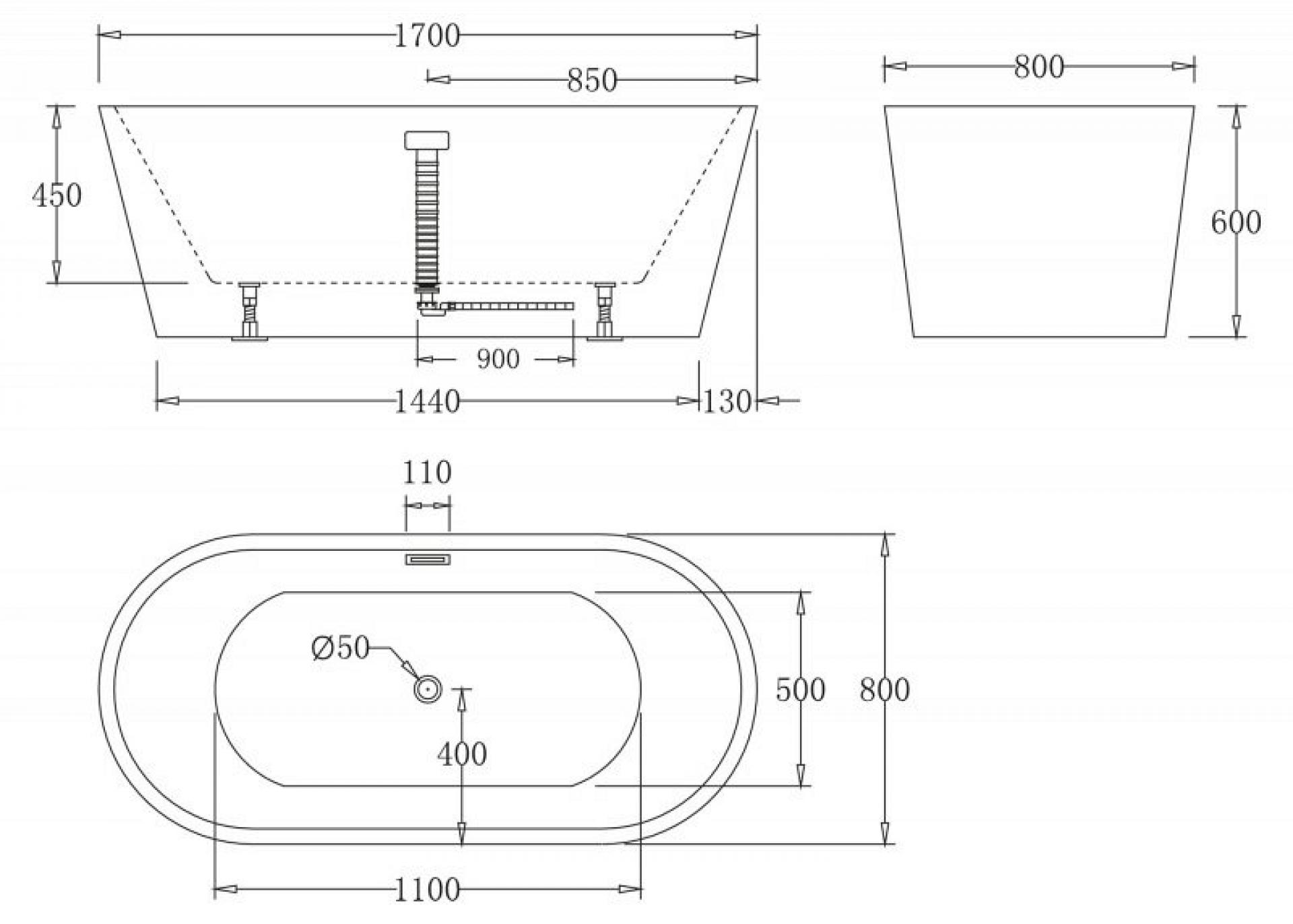 Акриловая ванна 170х80 BelBagno BB71-1700