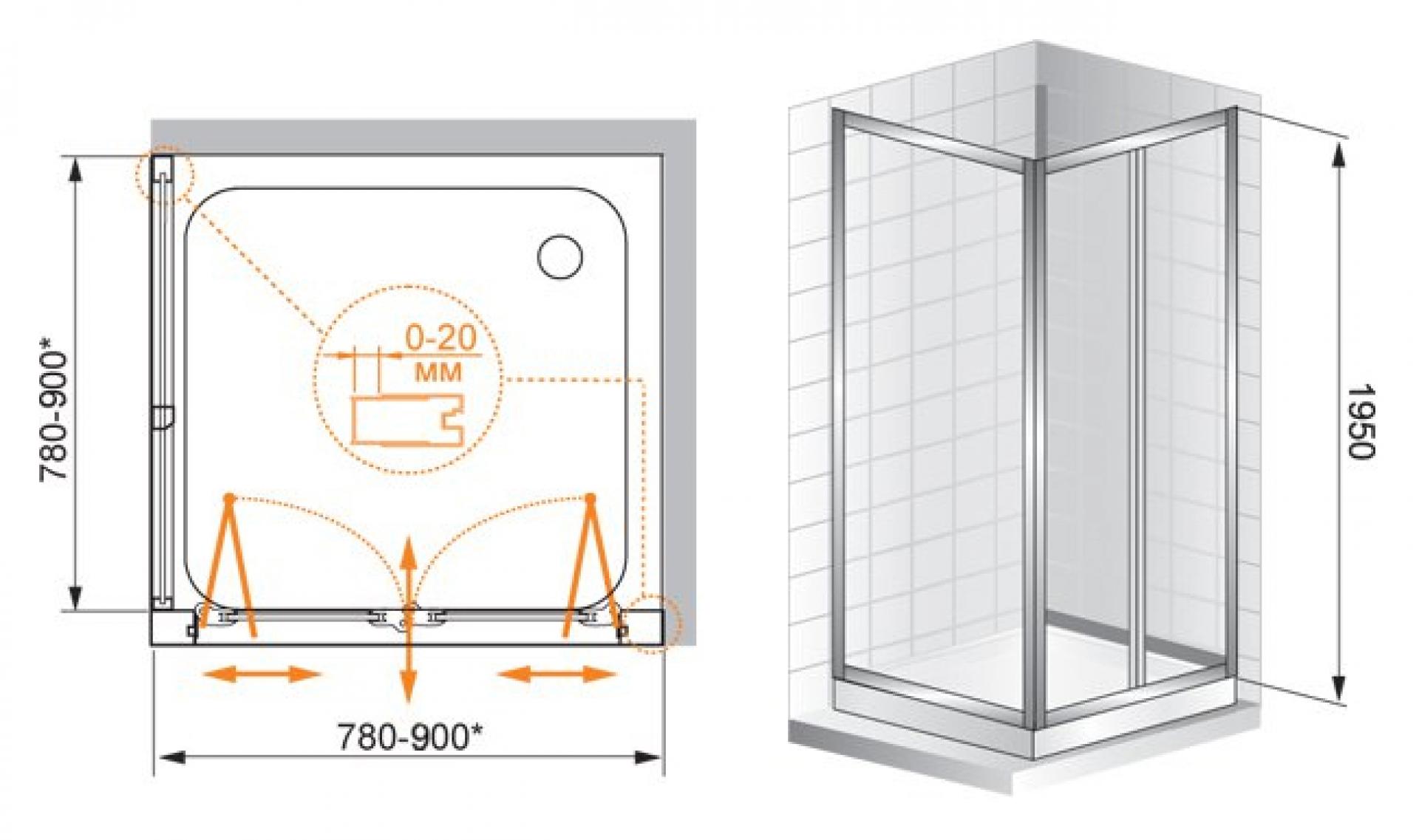 Душевой уголок Cezares Porta AS2 90 C Cr