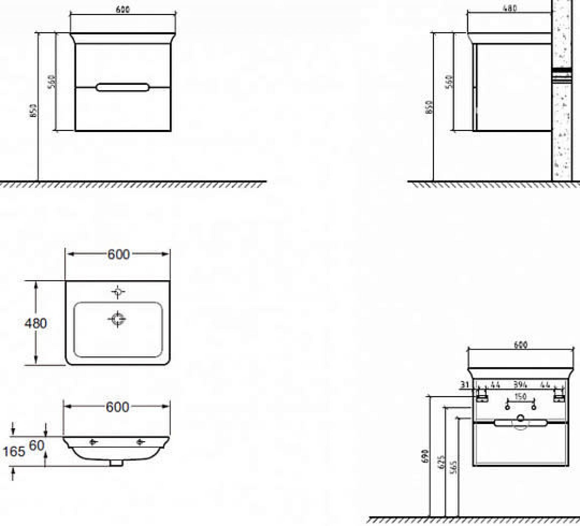 Тумба для комплекта BelBagno TORINO-600-2C-SO-BL bianco lucido