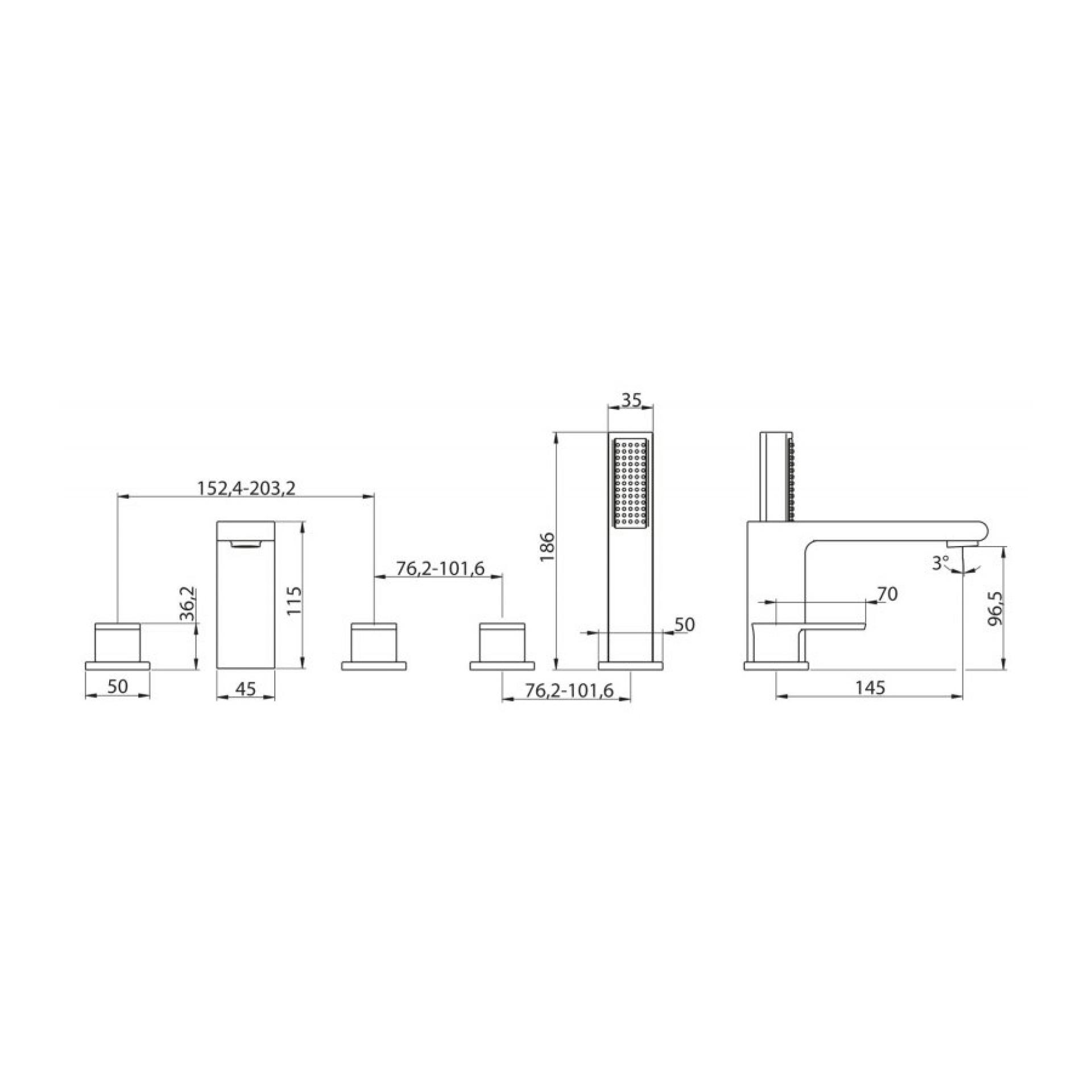 Смеситель на борт ванны BelBagno Terra TER-VI5-CRM, хром