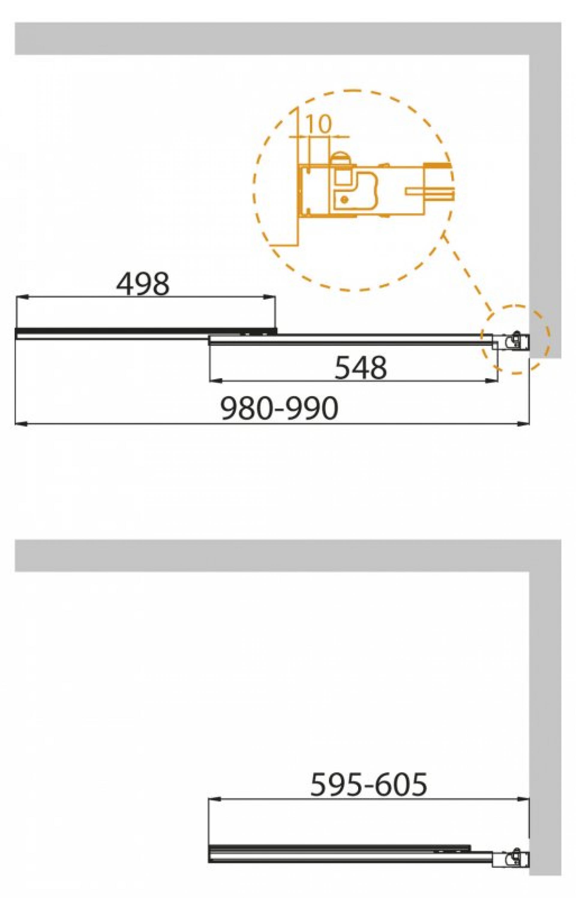 Шторка на ванну Cezares SLIDER-VF-11-100/150-C-Cr стекло прозрачное