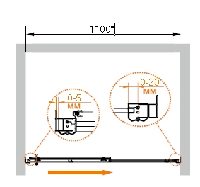 Душевая дверь в нишу Cezares RETRO-A-BF-1-110-PP-Cr матовое с прозрачным  принтом