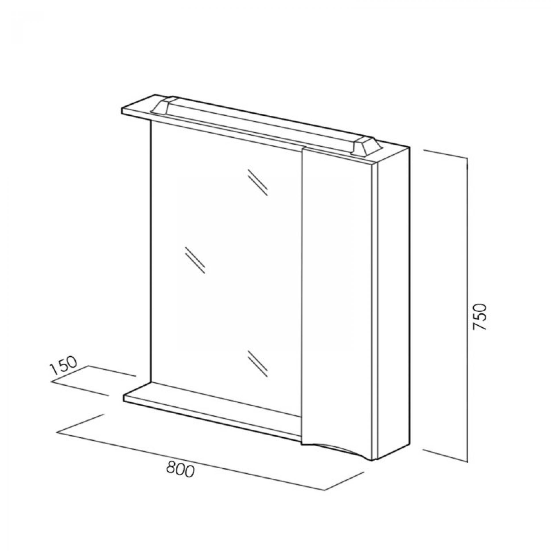 Зеркало-шкаф 80 см BelBagno MARINO-SPC-800/750-1A-BL-P-L