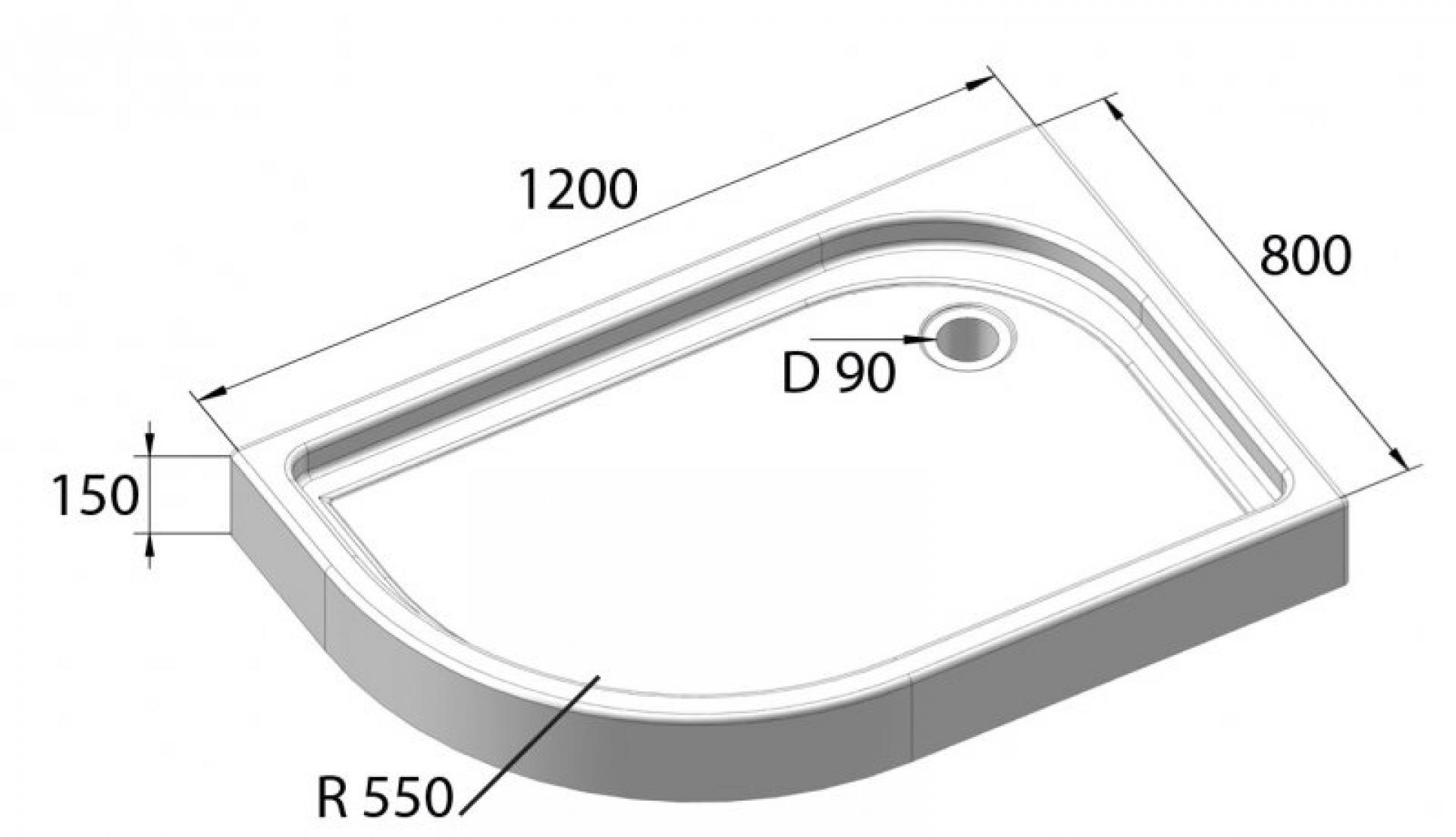 Поддон для душа BelBagno TRAY-BB-RH-120/80-550-15-W-R