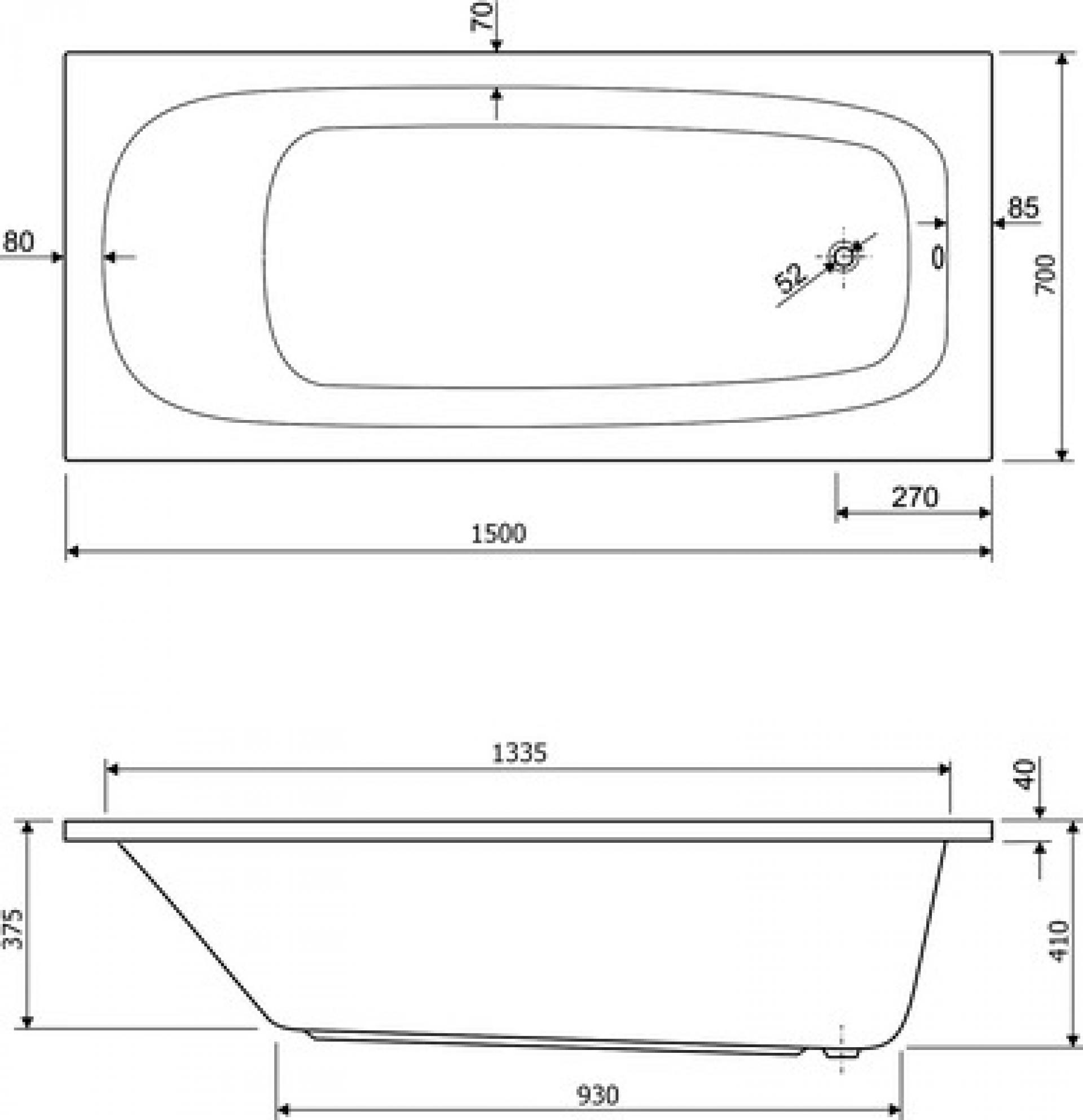 Акриловая ванна 150х70 Cezares Eco ECO-150-70-41-W37