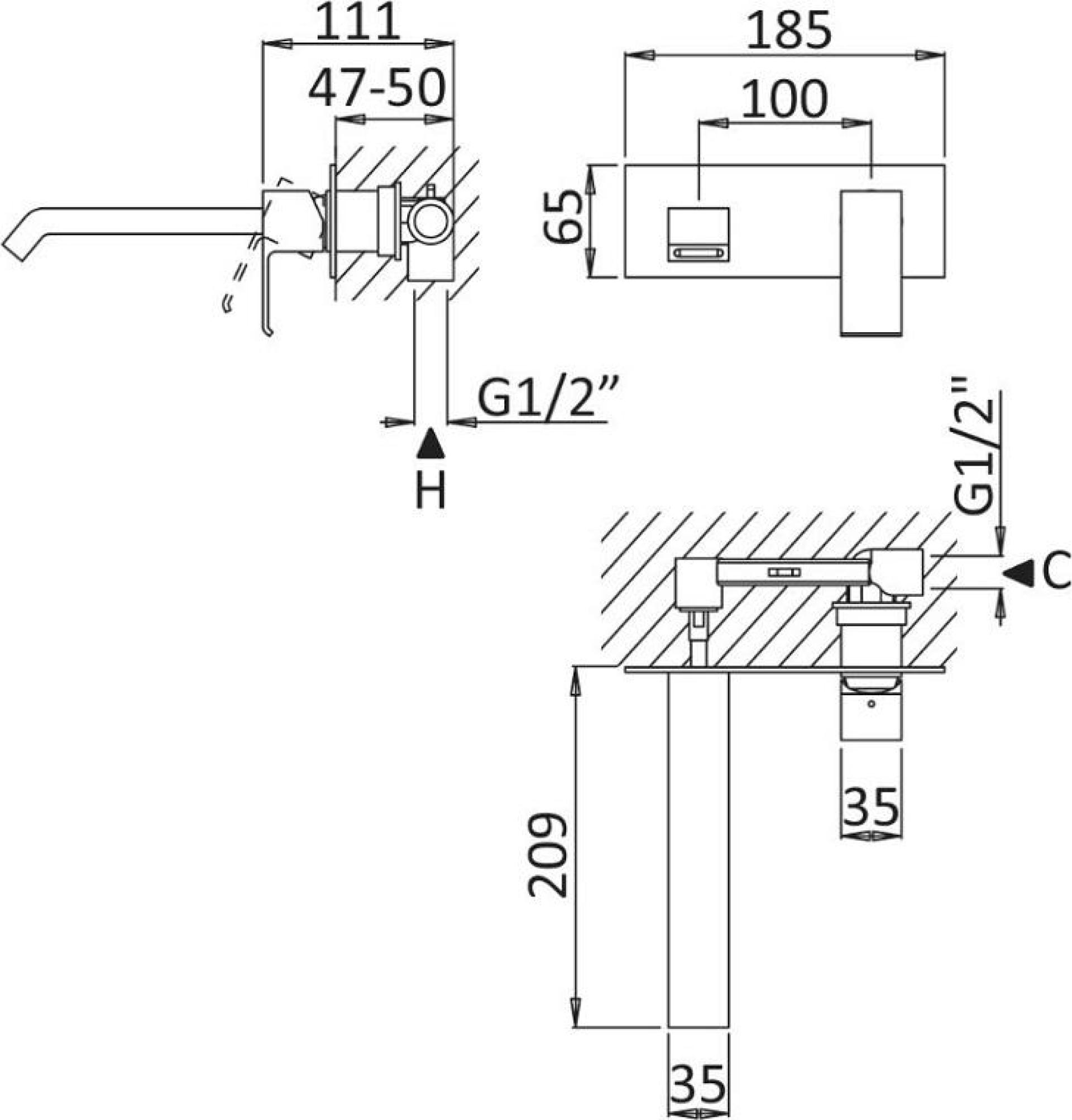 Смеситель для раковины Cezares PORTA-BLI-01-W0, хром