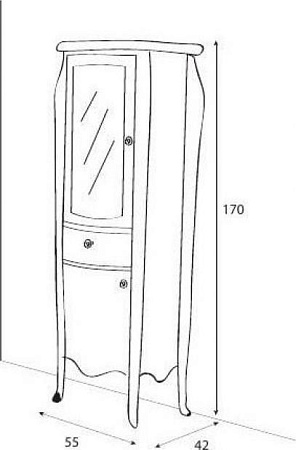 Шкаф-пенал Cezares Royal Palace VE/RP.02 noce anticato