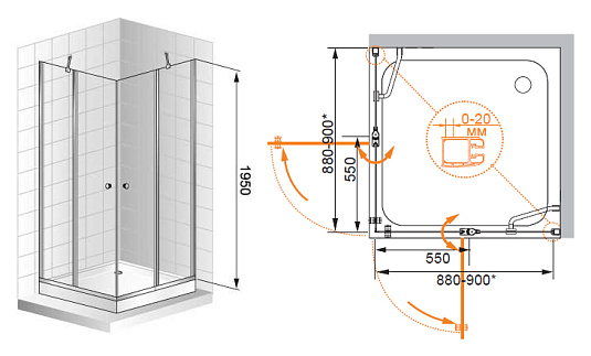 Душевой уголок Cezares Elena A22 90 C Cr