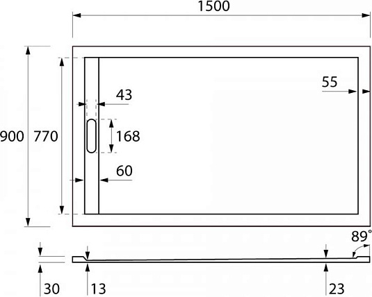 Поддон для душа Cezares TRAY-AS-AH-150/90-30-W