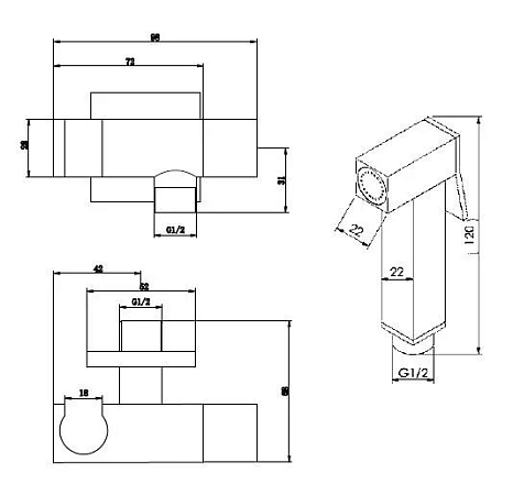 Гигиенический душ Cezares, золото, CZR-L-DIF-03/24