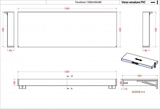 Консоль для комплекта Cezares Tavolone 41786 bianco opaco