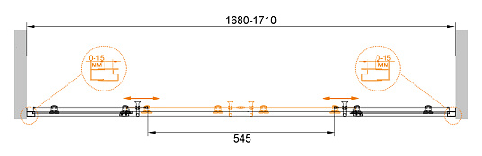 Шторка на ванну Cezares ECO-O-VF-2-170/145-C-Cr стекло прозрачное