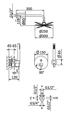 Душевая система Cezares Leaf LEAF-DSIP-30-SR sunrise
