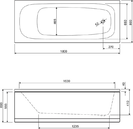 Акриловая ванна 180х80 см Cezares ECO-180-80-41