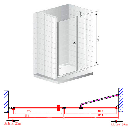 Душевая дверь в нишу Cezares Elena W B11 90/60 C Cr