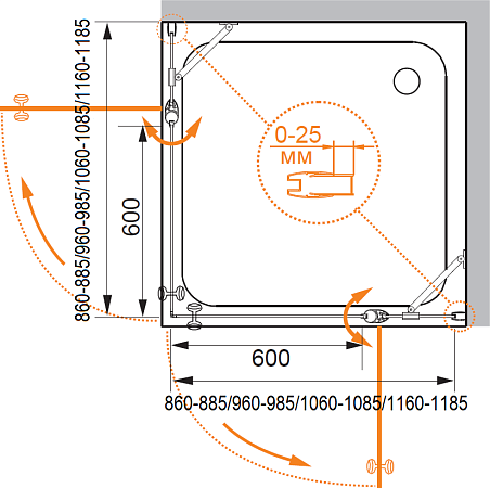 Душевой уголок Cezares TRIUMPH-D-A-22-110-C-Cr стекло прозрачное