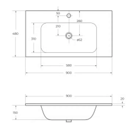 Раковина Cezares  CZR-900/480-LV-MR-ECO белый