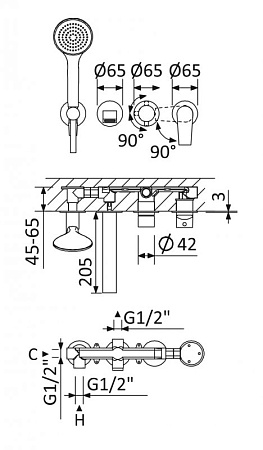 Смеситель для ванны с душем Cezares Nautic NAUTIC-VDM3-SS sunset
