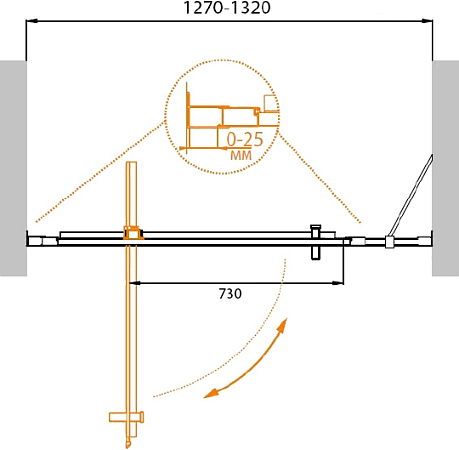 Душевая дверь в нишу Cezares MOLVENO-BA-11-100+30-C-Cr-IV стекло прозрачное