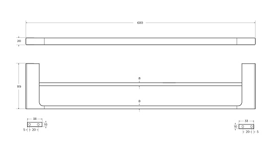 Полотенцедержатель двойной Cezares Slider SLIDER-THD-60-01 хром