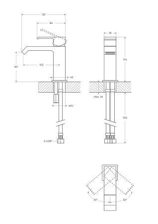 Смеситель для раковины Cezares Porta PORTA-LS1-SR sunrise