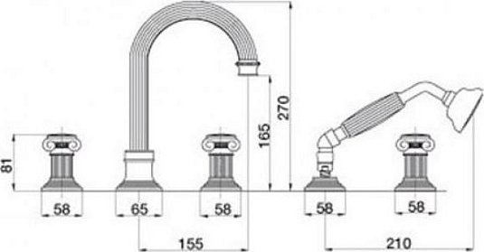 Смеситель на борт ванны Cezares APHRODITE-BVD-01-O, хром