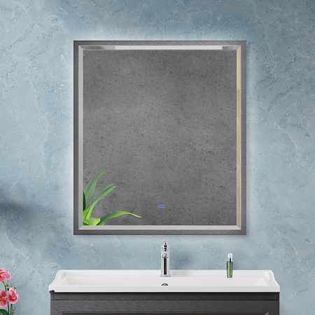 Зеркало Cezares 80х90 CZR-SPC-INT-800-900-LED-TCH-WARM-TIT с подсветкой, титан